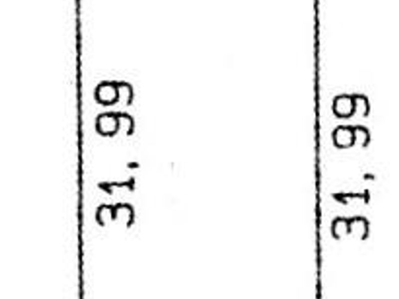 A simple diagram showing the rectangular dimensions of the vacant land plot, measuring 13 meters by 31.99 meters.