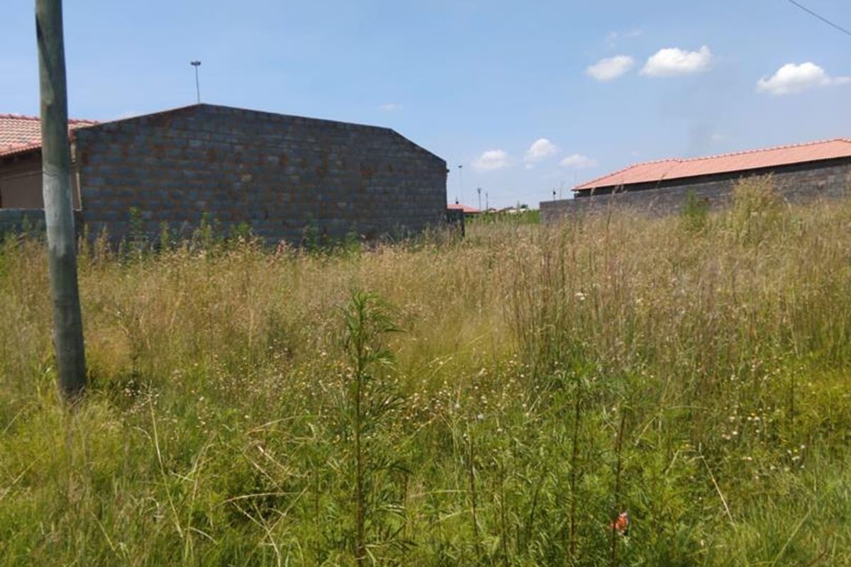A view of a vacant residential plot featuring overgrown grass and adjacent boundary walls.