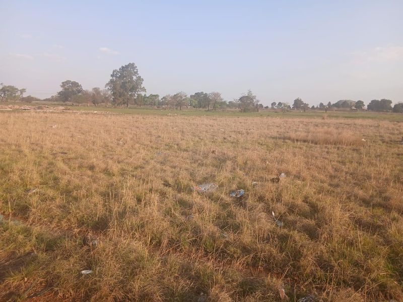 A wide, open vacant residential land plot featuring natural grass coverage and distant trees.