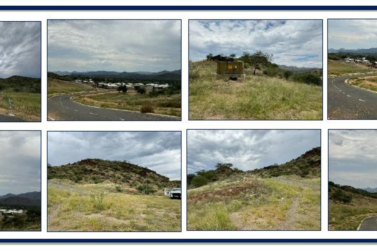A collage of images showing vacant agricultural land, surrounding landscape, and local road infrastructure.