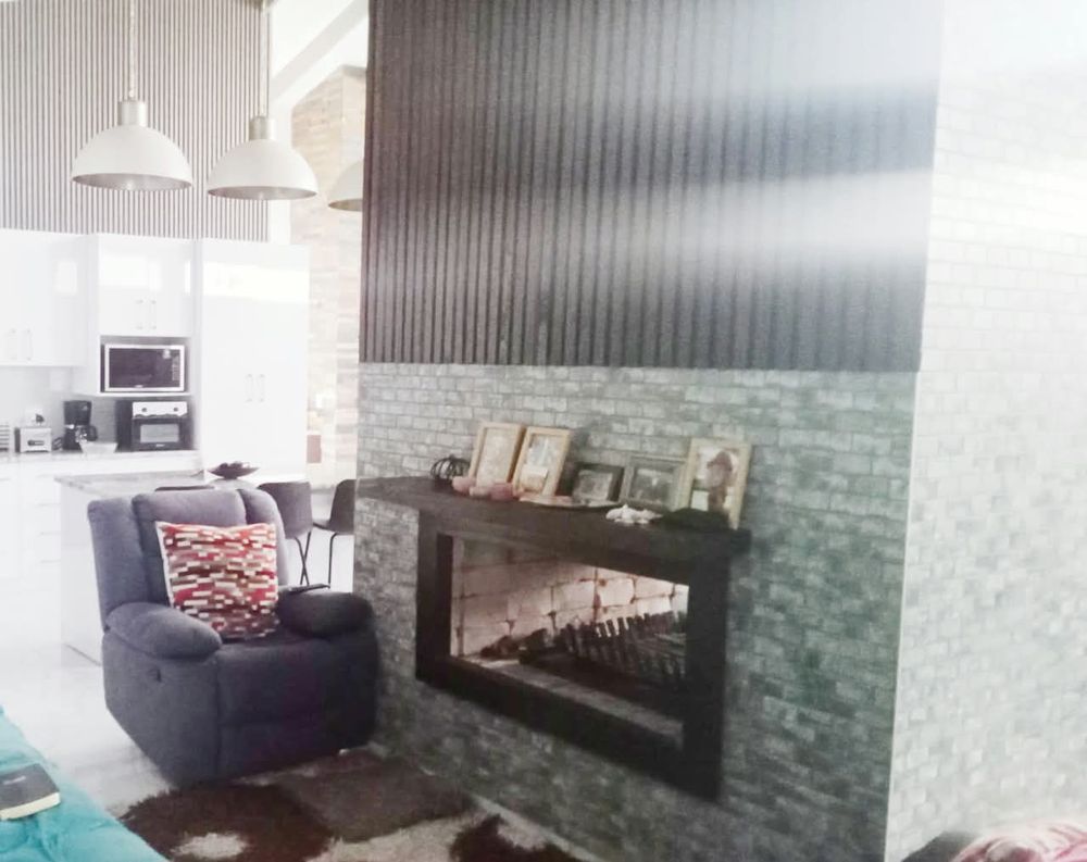 Living area with fireplace