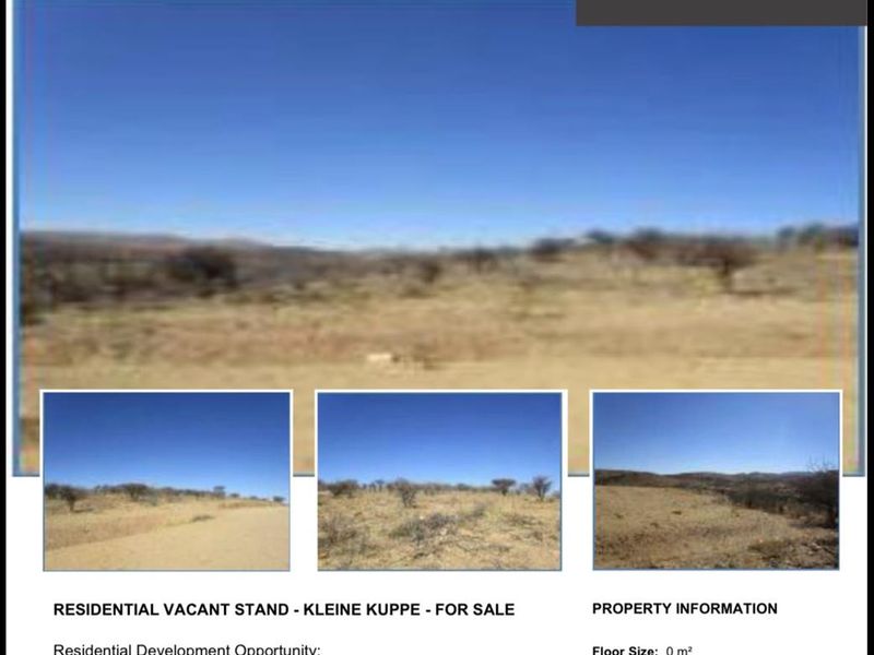 A promotional flyer showcasing a large residential vacant land plot available for development in Kleine Kuppe.