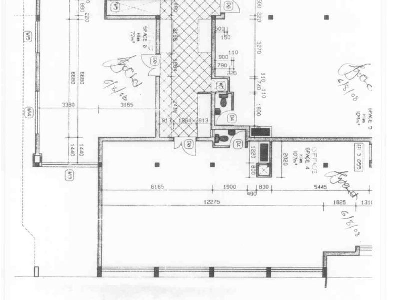 A detailed architectural floor plan of the first floor, showing the layout of various office spaces and corridors.