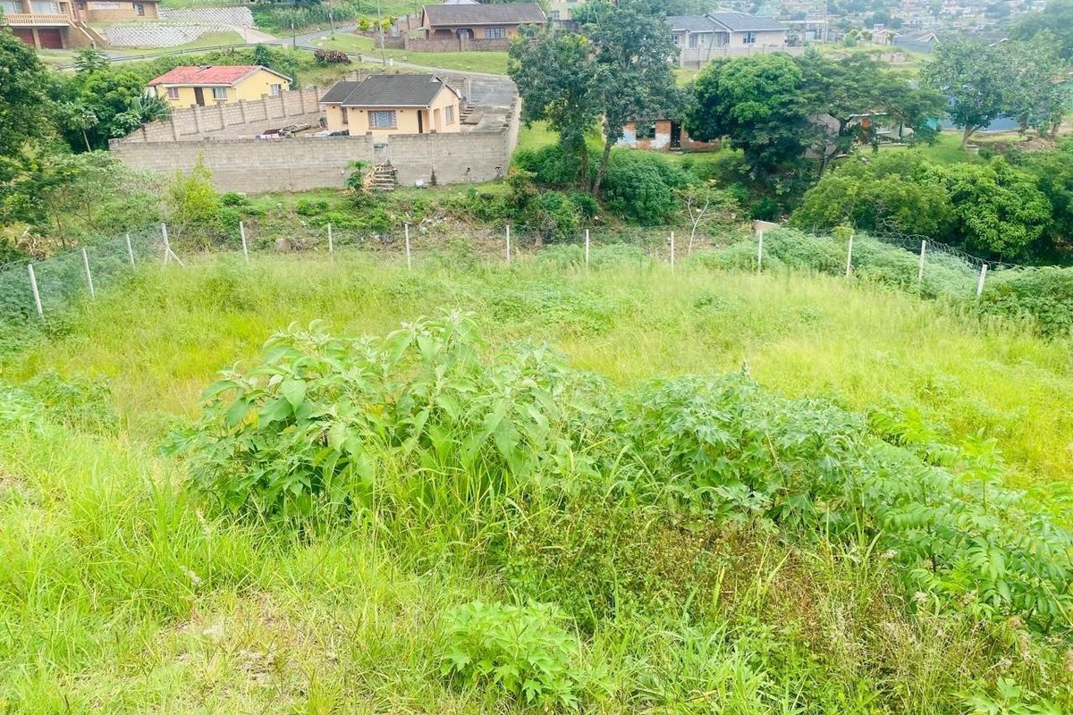 An elevated view of a vacant residential plot featuring natural vegetation and perimeter fencing, situated within an established suburban neighborhood.