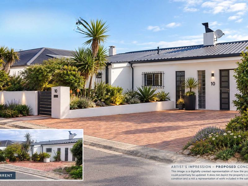Front elevation of a single-story house featuring a brick paved driveway, modern boundary wall, and metal roof, presented as a proposed renovation concept.