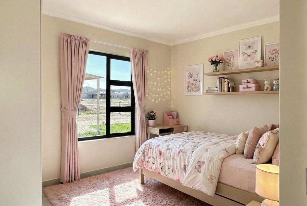 Third bedroom with built-in cupboards.