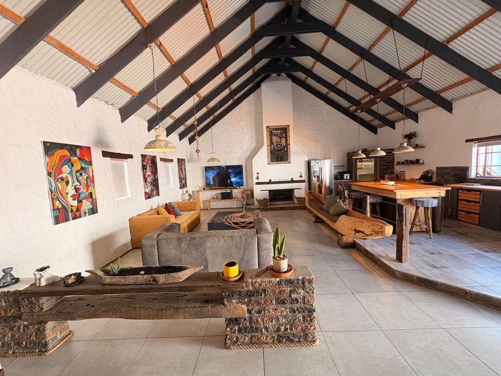 Open living with kitchen and fire place