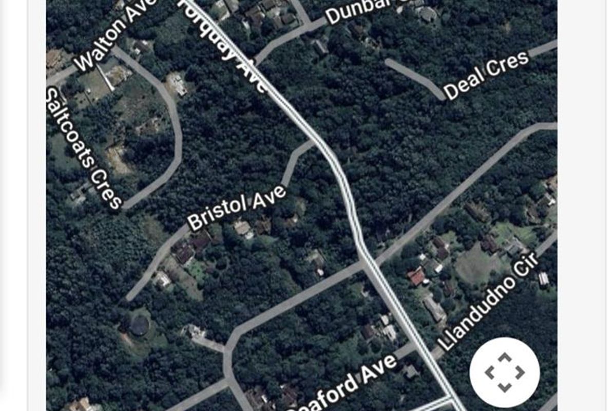 An aerial map view showing the residential street layout and surrounding neighborhood infrastructure.
