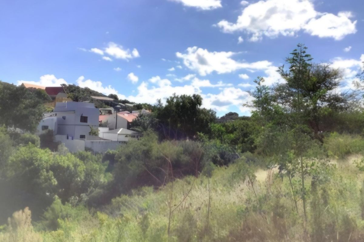 A view of the natural landscape and surrounding residential properties, showcasing the sloped terrain and native vegetation of the vacant land.
