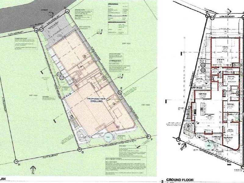 Architectural site plan and ground floor layout diagram for the proposed new dwelling.
