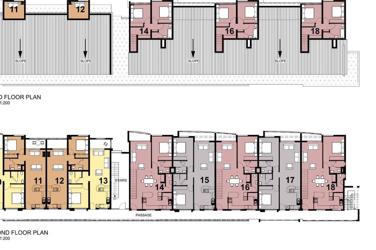 Architectural floor plan showing the layout of the second and third floors of the apartment complex.