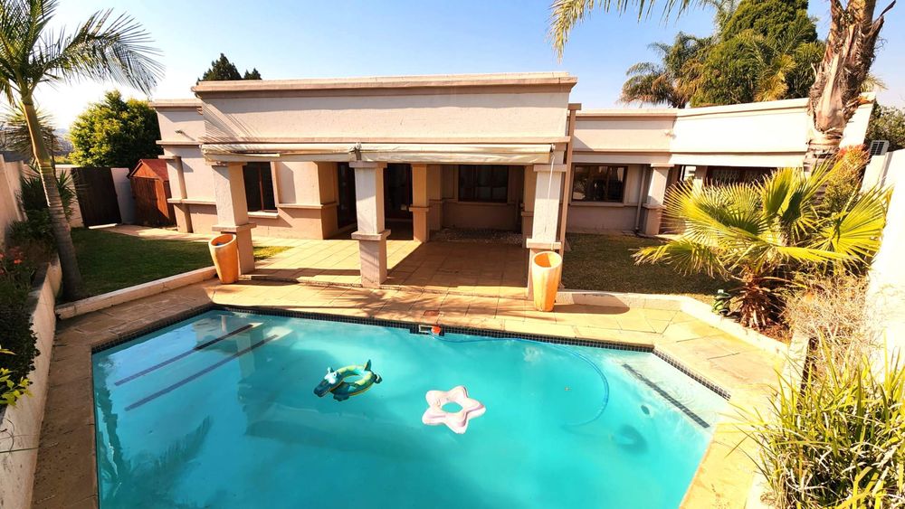 Elevated view of main garden and entertainment space.