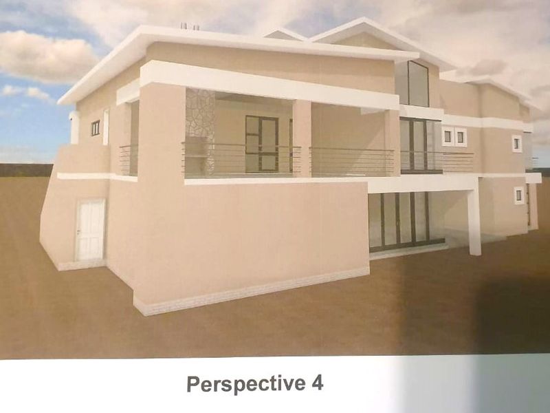 A 3D architectural rendering of a modern two-story house featuring a rear balcony, covered patio area, and clean exterior finishes.