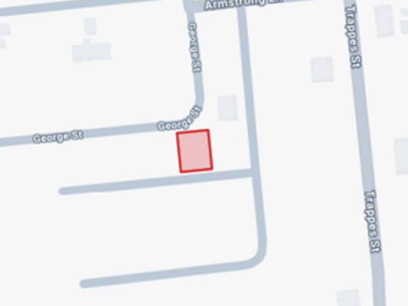 A map view highlighting the location of the vacant residential land plot situated near George Street.