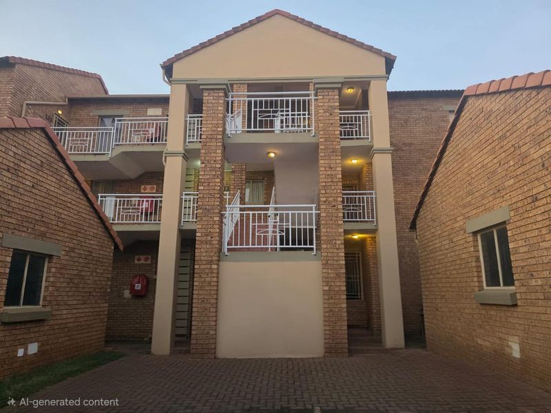 Exterior view of a multi-story apartment complex featuring brick facade, tiled roofing, and private balconies with metal railings.