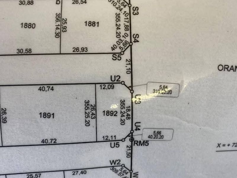 A detailed survey or cadastral map showing property boundaries, lot numbers, and dimensions for the residential land parcel.