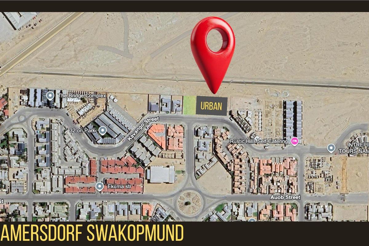 An aerial map view highlighting the location of the property within the Kramersdorf area of Swakopmund.