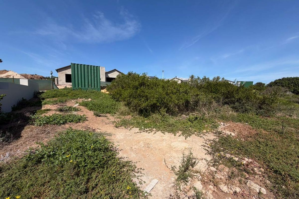 A view of a vacant residential plot featuring natural vegetation and a boundary wall, with neighboring construction visible in the background.