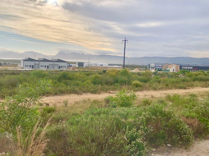 A view of the vacant commercial land featuring natural vegetation, an unpaved access track, and surrounding industrial buildings in the distance.