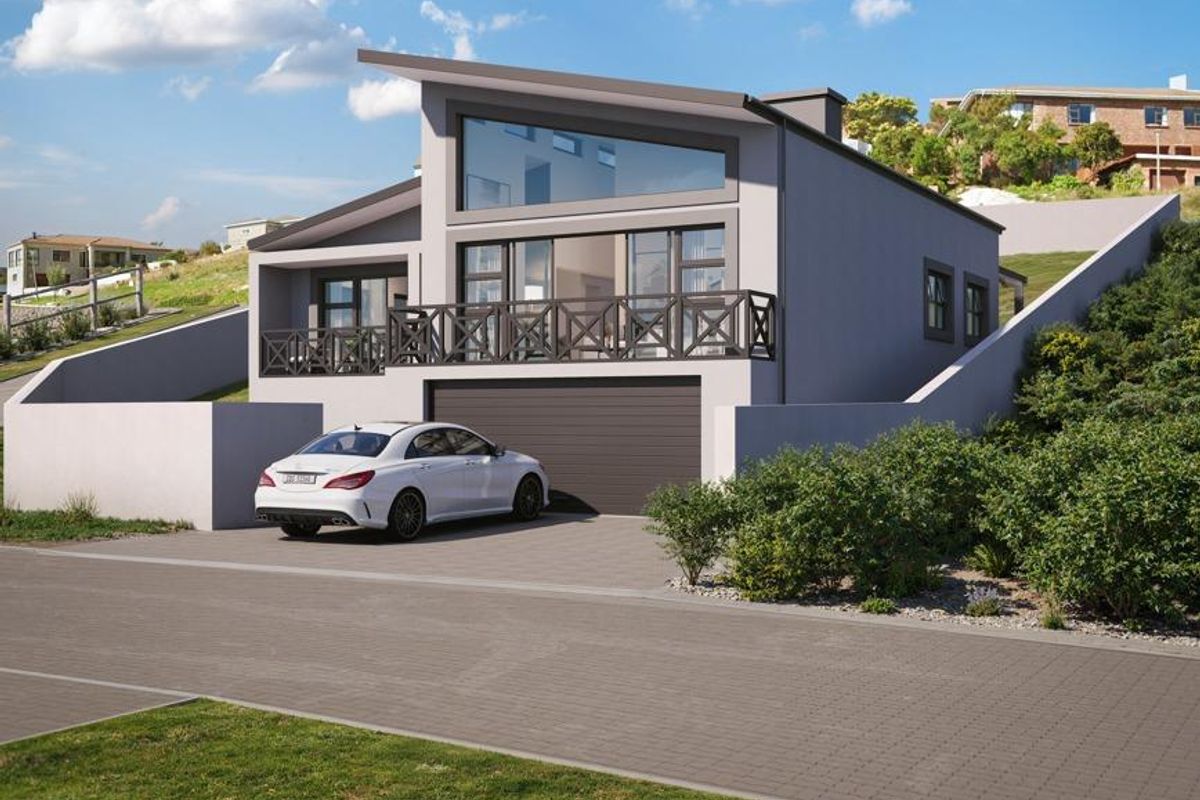 Modern architectural home featuring a striking skillion roof, integrated double garage, and an elevated balcony, set within a landscaped residential environment.