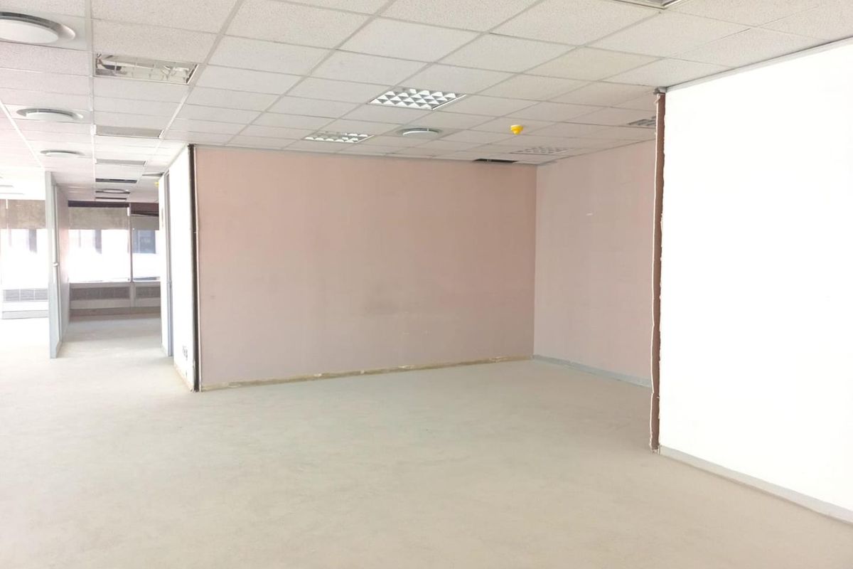 An empty, open-plan office space featuring a suspended ceiling with recessed lighting and neutral wall finishes, ready for custom fit-out.