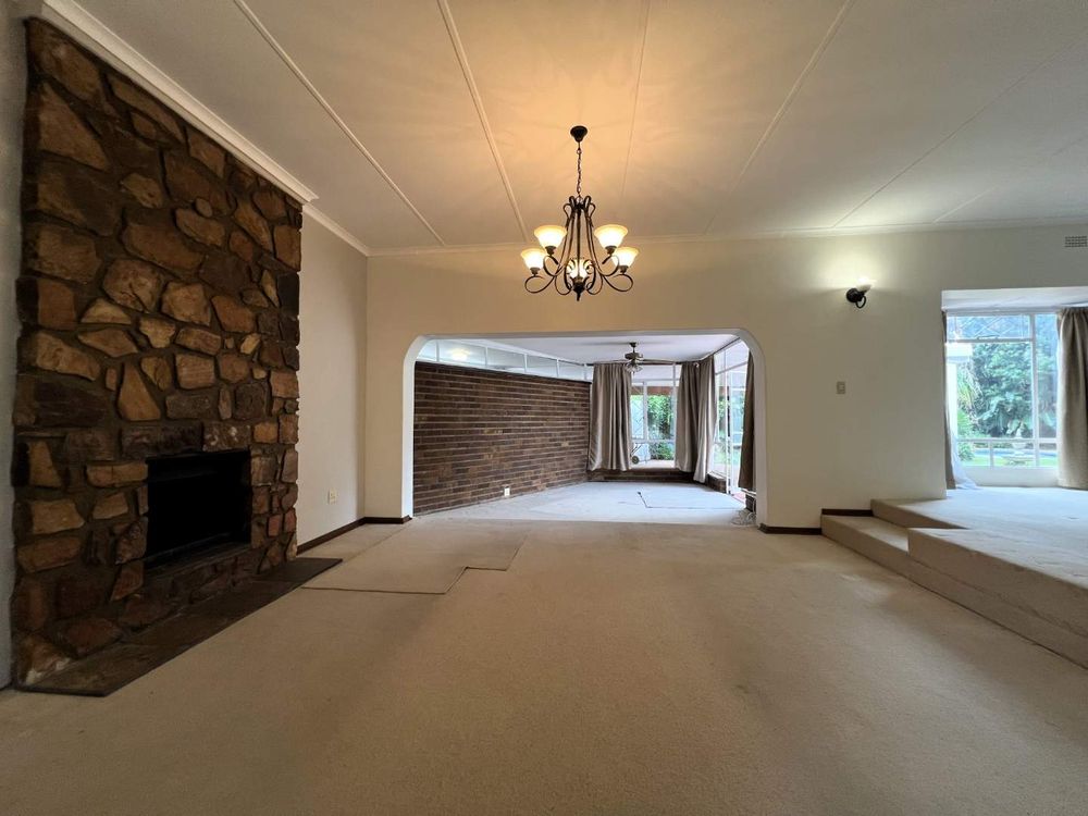 Step down lounge with fireplace