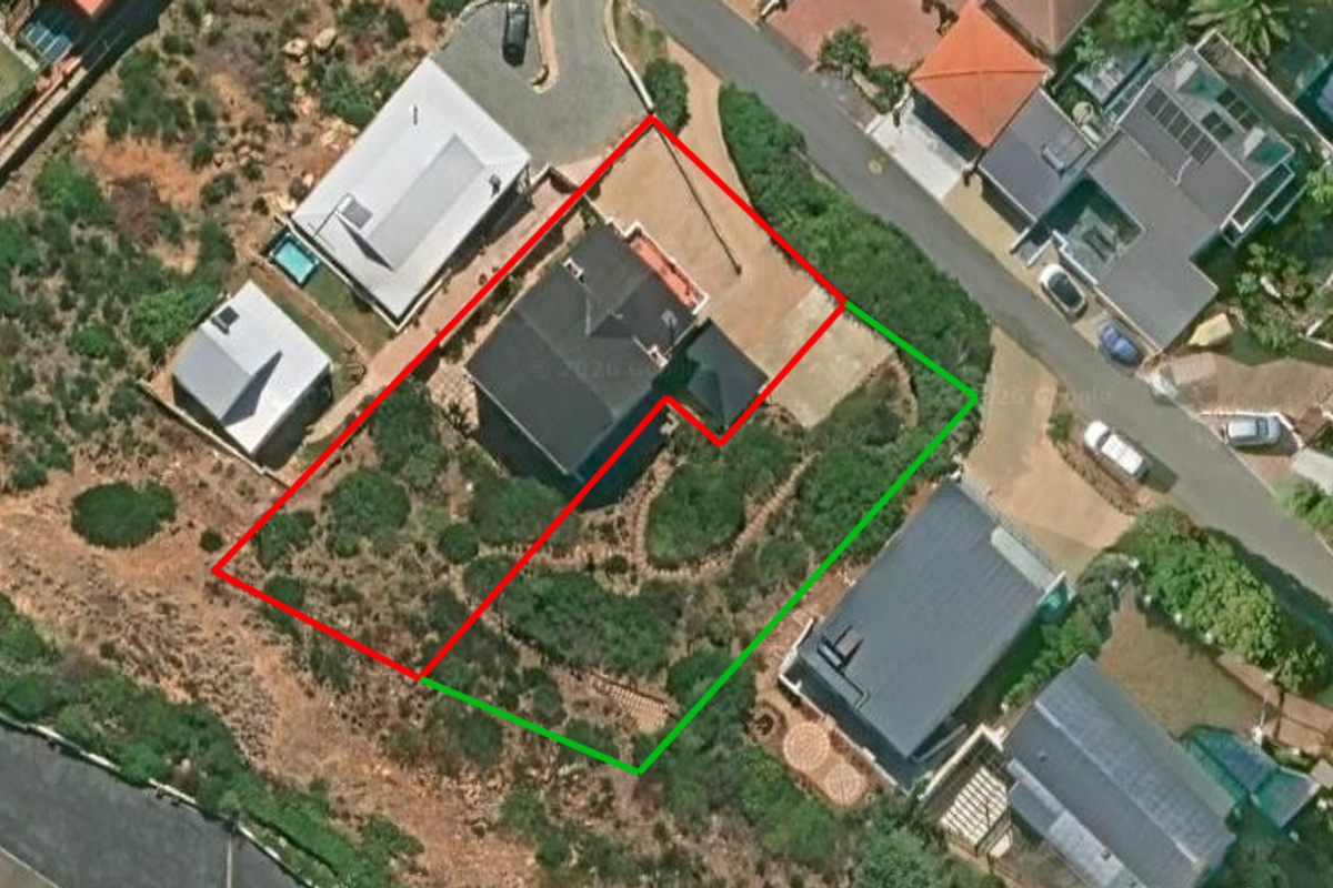 Aerial satellite view showing the property layout, roof structure, and surrounding plot boundaries within the residential estate.