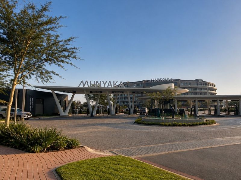 The main entrance gatehouse of the Munyaka estate, featuring modern architectural design, paved driveway access, and well-maintained landscaped surroundings.