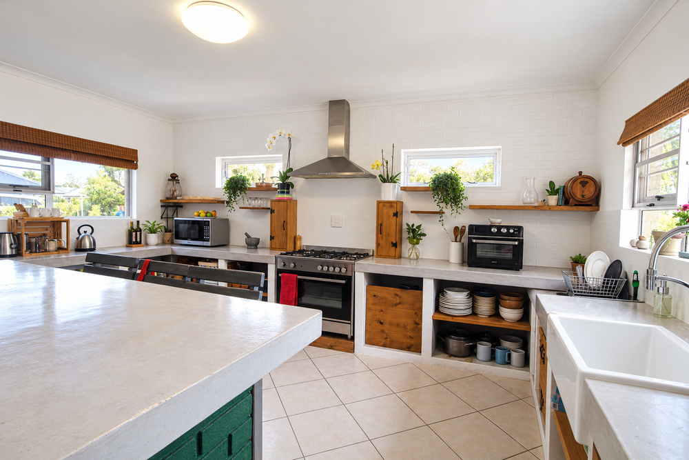 Open Plan Kitchen with cement island