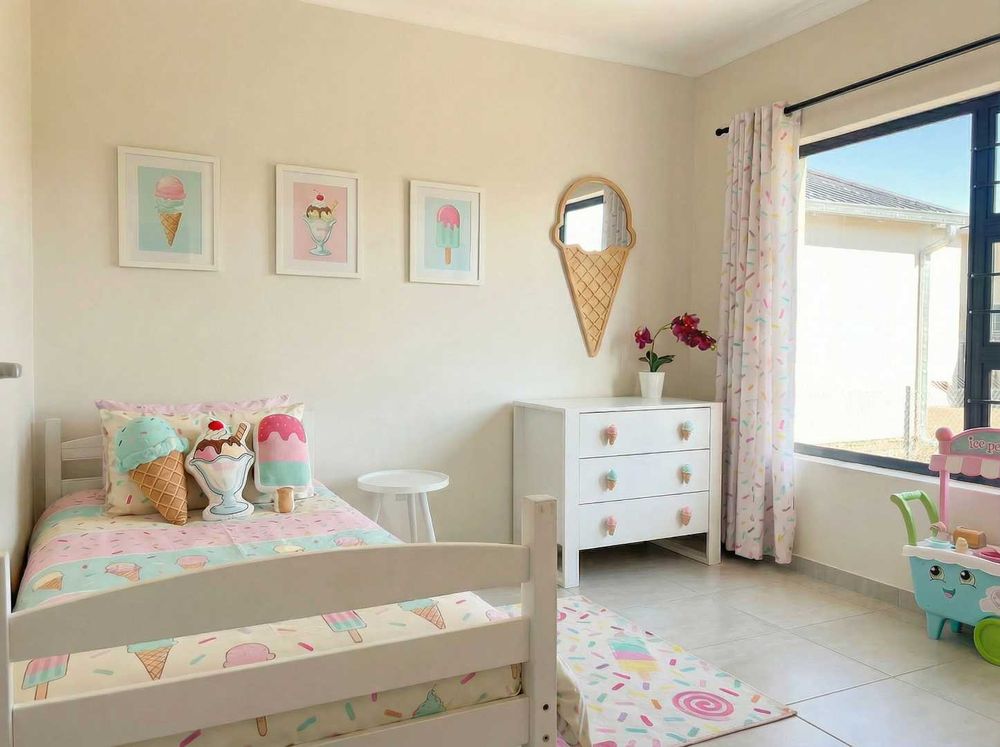 Second bedroom with built-in cupboards.