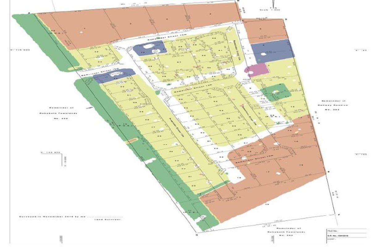 A detailed cadastral survey map showing the layout and subdivision of residential land plots.
