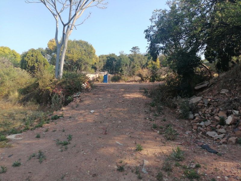 A view of a vacant residential plot featuring cleared ground, mature trees, and some scattered debris on the side.