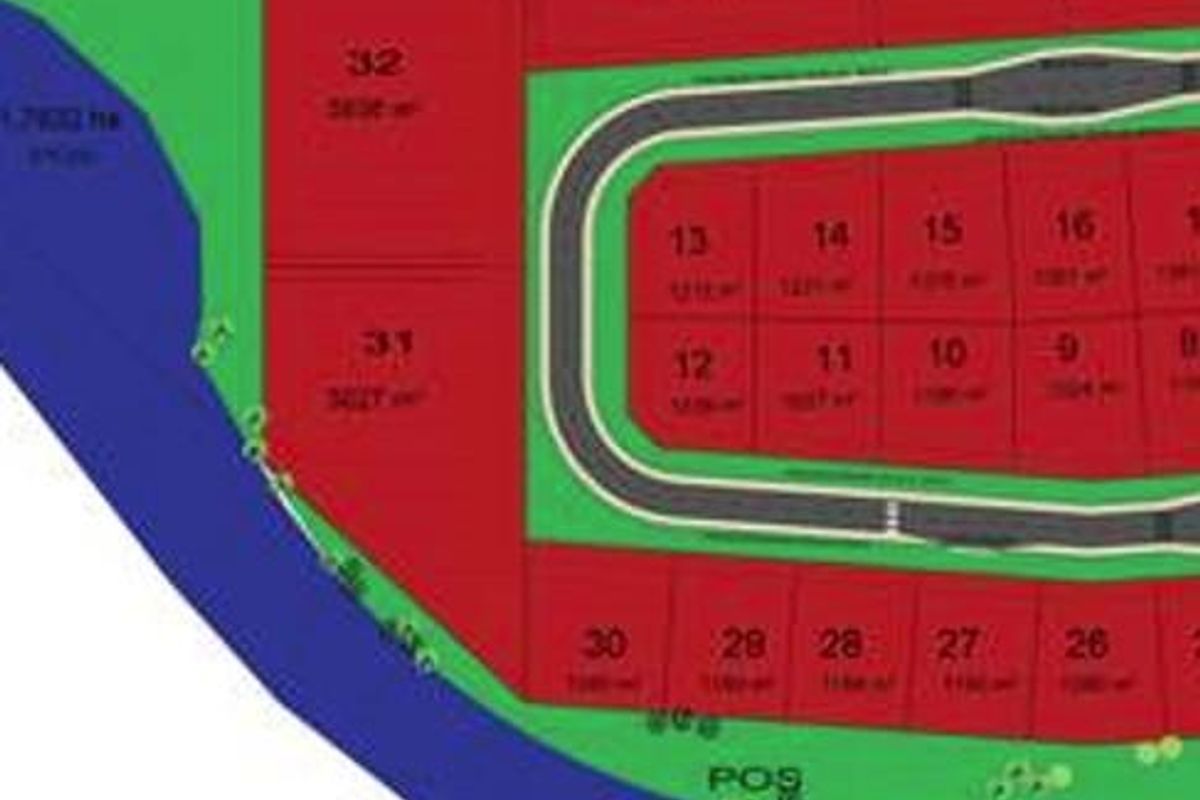 A site development plan showing the layout and numbering of commercial land plots within the estate.