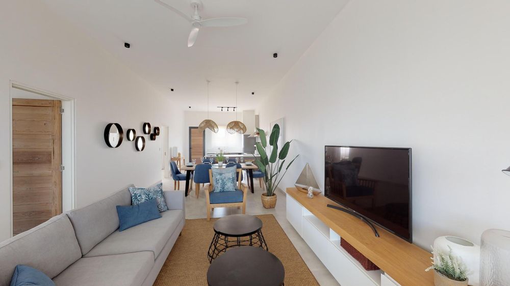 Kitchen, lounge and dining room