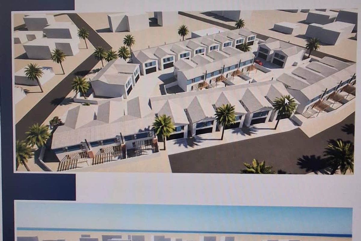 An aerial architectural rendering of the Valora Estate townhouse development, showcasing the site layout, unit positioning, and planned landscaping.