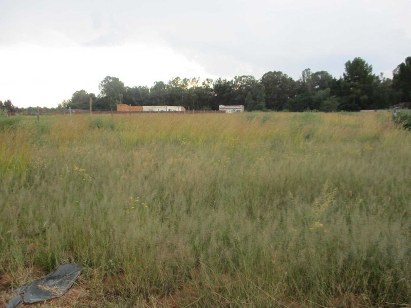 A view of a large, undeveloped residential plot featuring overgrown grass and perimeter fencing, suitable for future development.