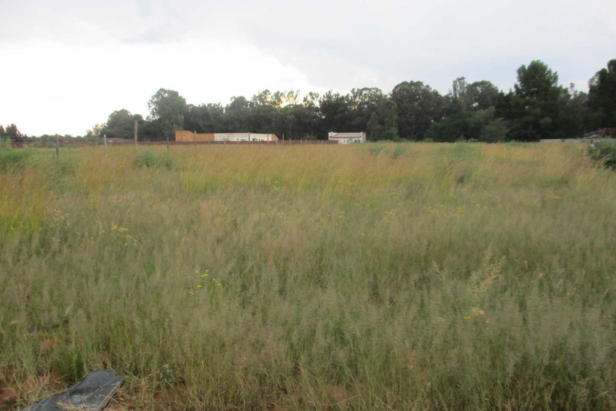 A view of a large, undeveloped residential plot featuring overgrown grass and perimeter fencing, suitable for future development.