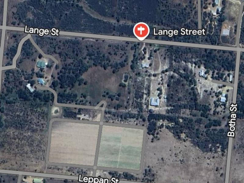 An aerial view of the agricultural land parcel showing surrounding street layout and vegetation.
