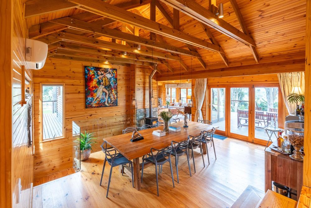 View of dining room from kitchen