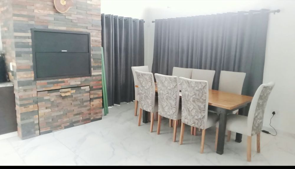 Dining area with indoor bbq area
