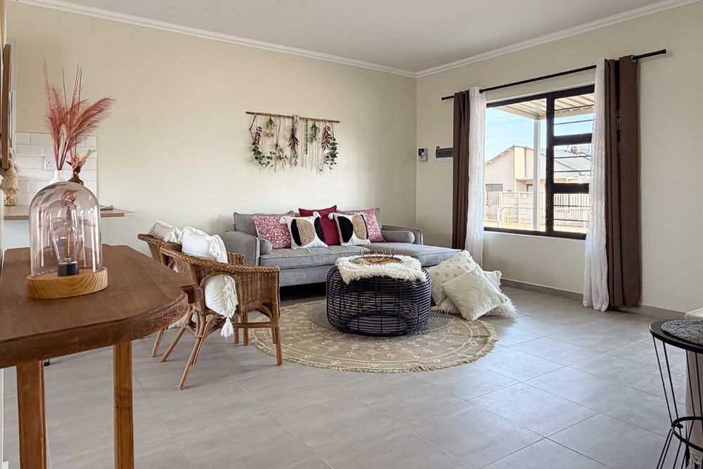 Modern, open-plan living area.