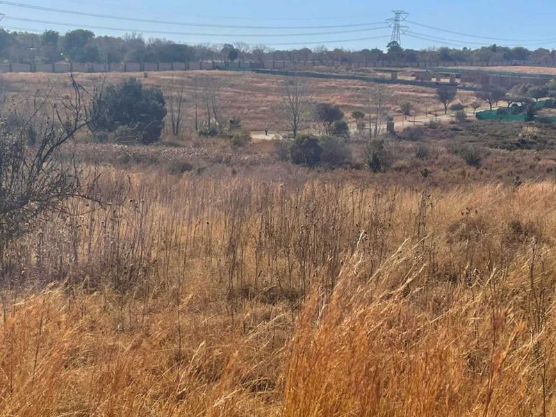A wide-angle view of an expansive, undeveloped residential plot featuring dry natural vegetation and perimeter fencing in the distance.
