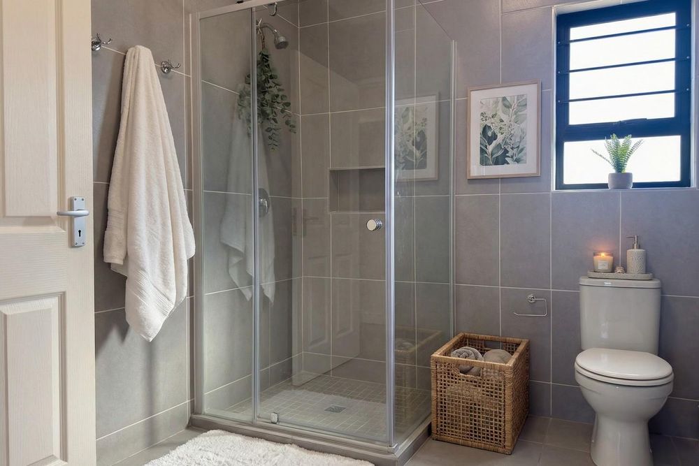 Family bathroom with shower.