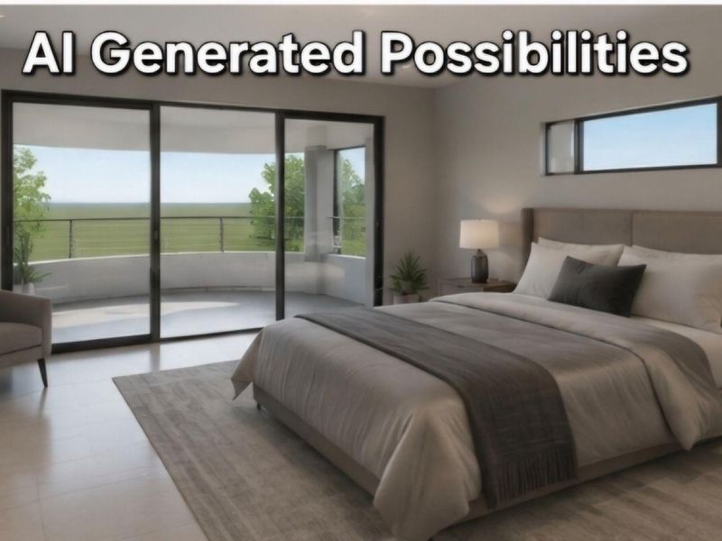 Spacious bedroom featuring large sliding glass doors leading to a private balcony, neutral finishes, and a high-level clerestory window for natural light.