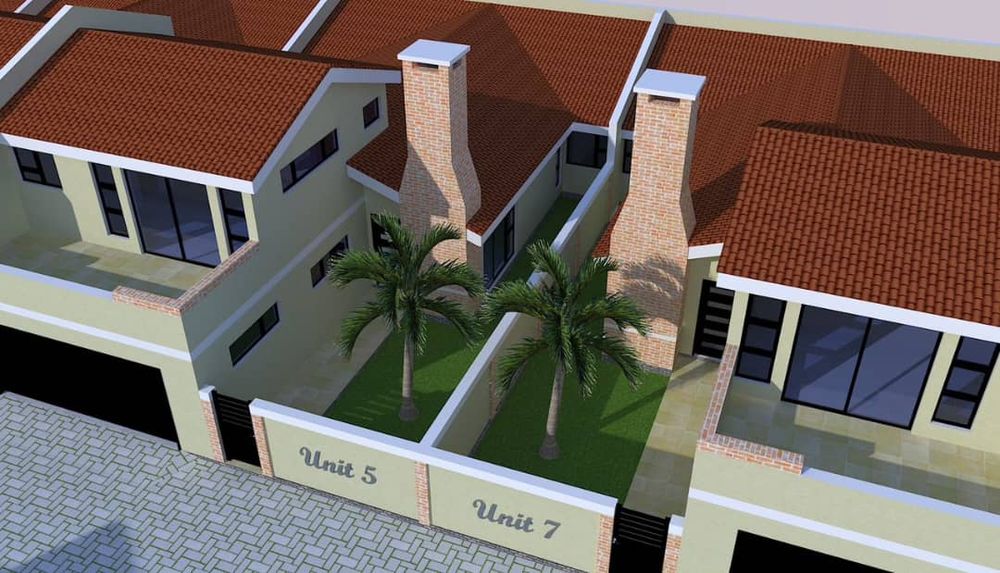 Courtyards of the townhouses from above