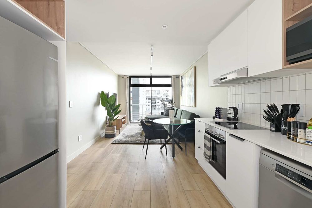 open plan kitchen with space for 3 appliances