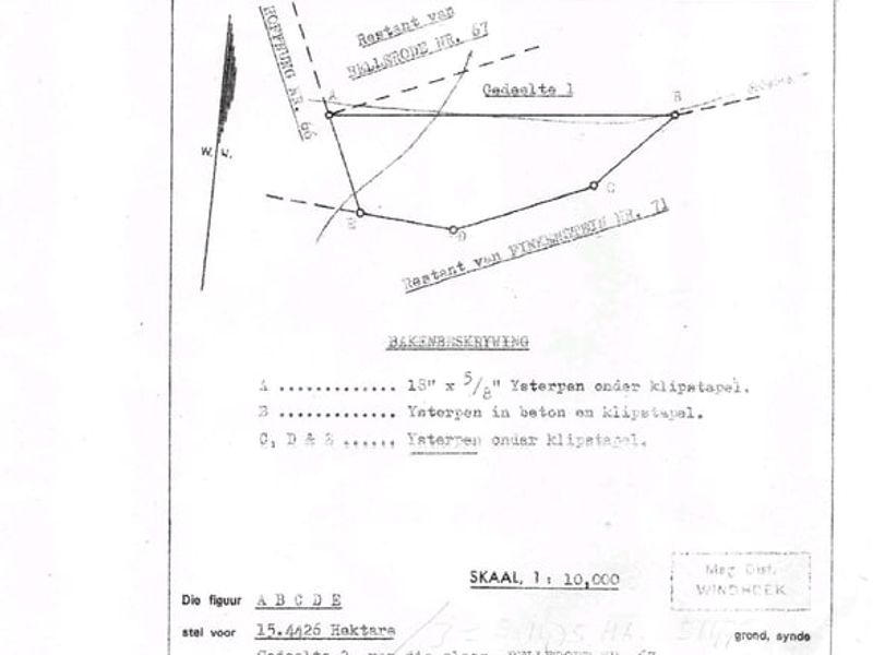 A scanned copy of a historical land subdivision diagram showing property boundaries, coordinates, and survey details for the residential plot.