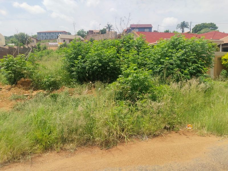 A vacant residential plot featuring natural vegetation and grass, situated in an established neighborhood setting.