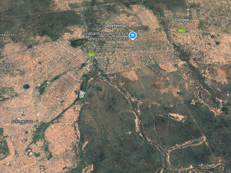 An aerial satellite view of the surrounding landscape and regional area.