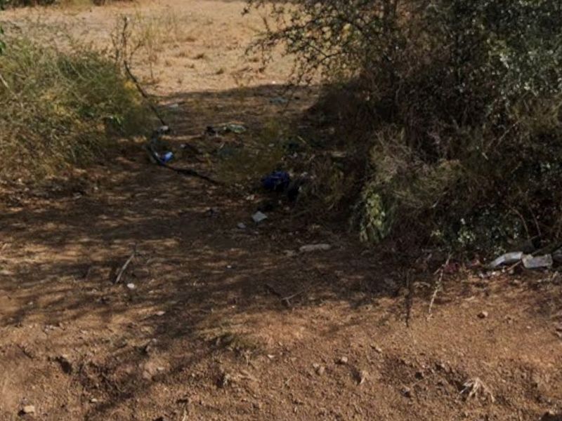 An undeveloped residential land plot featuring natural vegetation and unmaintained ground cover, suitable for future landscaping or construction projects.